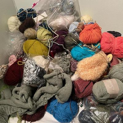 Yarn and Knitting Supplies Lot with Tools