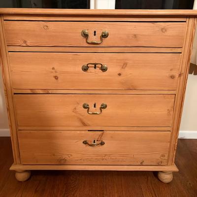 Four-Drawer Pine Chest with Brass Hardware