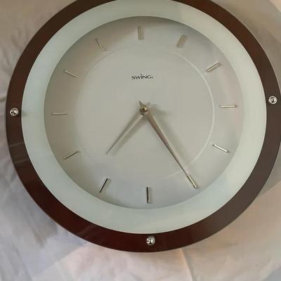 Swing Wall Clock with Wood Frame and Battery Operation