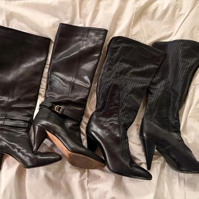 Black Leather Knee-High and Mid-Calf Boots