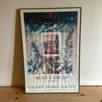 Framed René Carcan Galerie Pierre Hautot Exhibition Poster, 1975