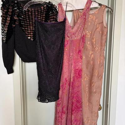 Designer and Embellished Clothing Lot with Dresses and Sweater