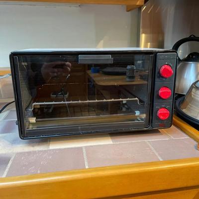 Countertop Toaster Oven with Red Control Knobs