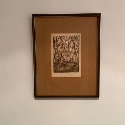 Vintage Charles T. Bowling 1930s Drypoint Etching "Knurled Trees"