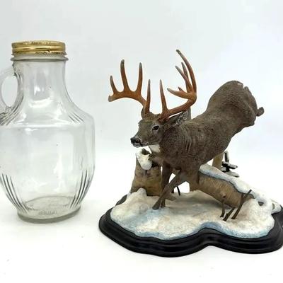 Danbury Mint “Buck Of A Lifetime” & Vintage Half Gallon Lidded Glass Pitcher