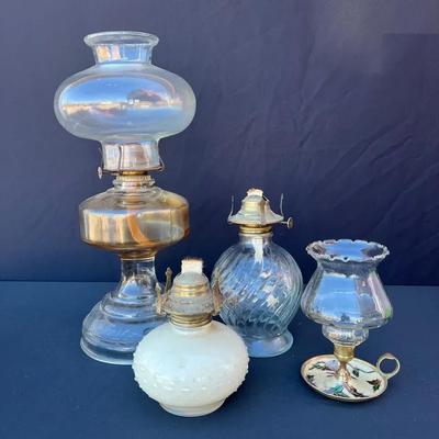 Vintage Kerosene Lamps and Candle Holder