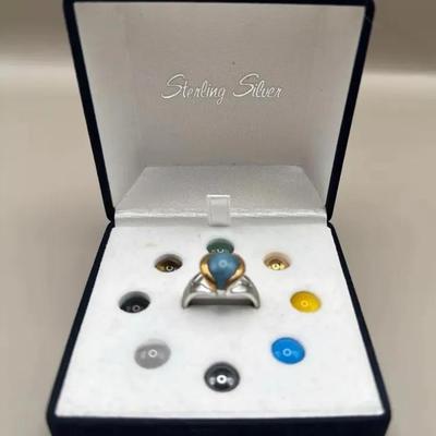 Sterling Silver Ring With Interchangeable Stones/beads