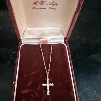 14k Gold Cross And Chain 2.27g Total