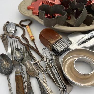 Vintage Cookie And Biscuit Cutters, Cookie Mold, Silver Plated Utensils