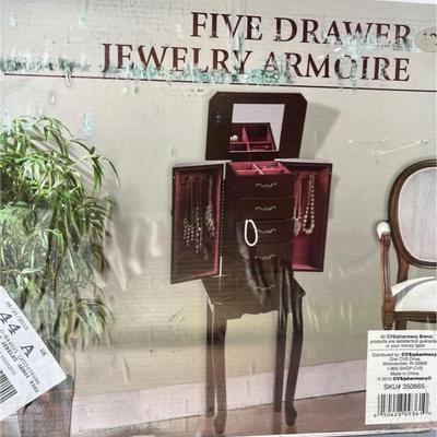 New In Box 5 Drawer Jewelry Armoire 