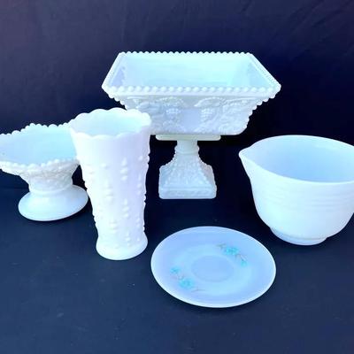 Collection Of Assorted Milk Glass