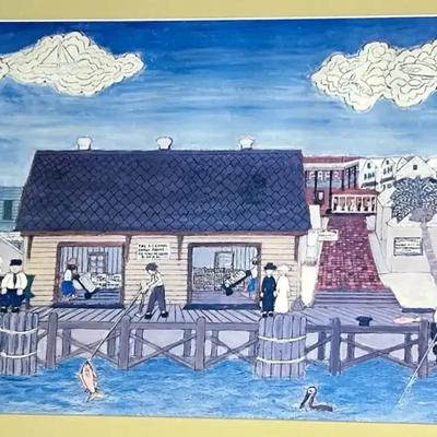 Old Mallory Docks Keywest by Mario Sanchez Framed Print, - 17×32"