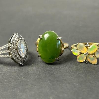 Sterling Silver Rings With Stones - Size 9 & 9.5