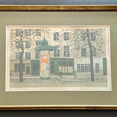 André Renoux Signed Lithograph  “The Morris Column,” 166/250, Framed 18x23"