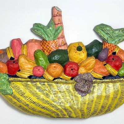 Hatitian Papier Mache Folk Art Fruit Bowl Wall Art - L. Simonis