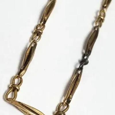 14K Gold Vintage Faceted Curb Link Chain - 11.5" Long