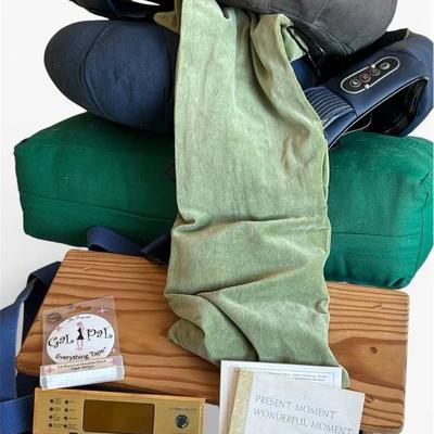 Yoga, Meditation & Self Care Accessories: Yoga Boslters, Chime Alarm, Massager