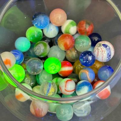 Vintage Marbles: Some Fluorescent , Akro Agate, Corkscrew, More