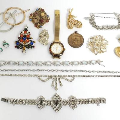 Vintage Costume Jewelry + Watch