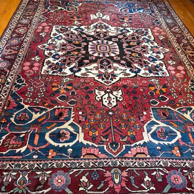 Vintage Hand Knotted Area Rug-Bakthiari Design 8.7x10’