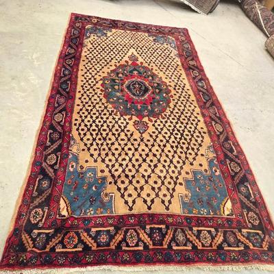 Vintage Persian Bakhtari Wool on Cotton Rug 9' 4" × 4' 11"