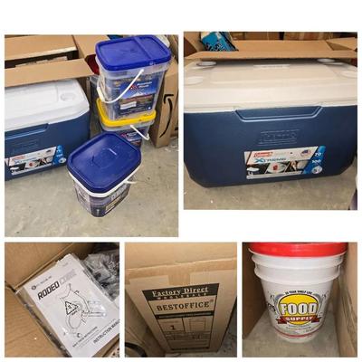 Home Goods: New Trash Can, Cooler, Fitness Equipment, Prepper Food