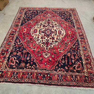 Vintage Persian Bakhtari Handmade Wool Rug 9' 5" × 7' 2"