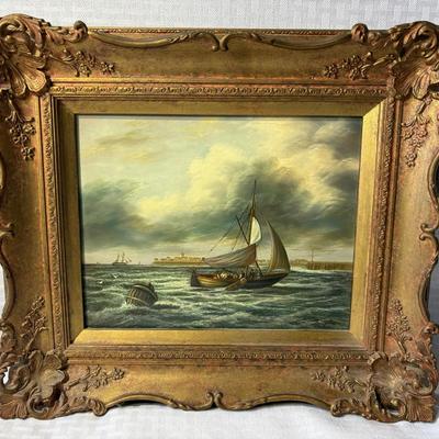 Vintage Framed Print On Board-Seascape