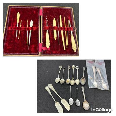 Antique Travel Manicure Set & Collector Spoons