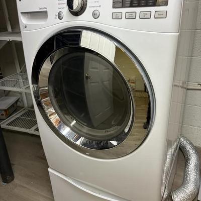 LG Tru Steam Sensor Electric Front Load Dryer With Pedestal Drawer