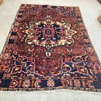 Vintage Handmade Wool Oriental Rug 6' 8" × 9' 7"