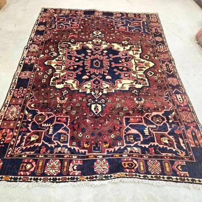 Vintage Handmade Hamadan Wool Rug 6' 10" × 9' 9"