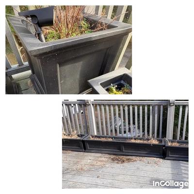 Seven Black Resin/Plastic Planters 