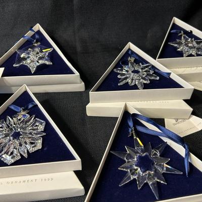 Swarovski Crystal Christmas Ornaments 1997, 1998, 1999, 2000, 2001