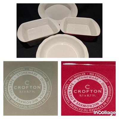 4 Crofton Stoneware Baking Dishes 