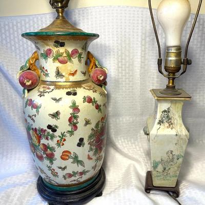 Two Asian Lamps: Famille Rose & Chinoiserie