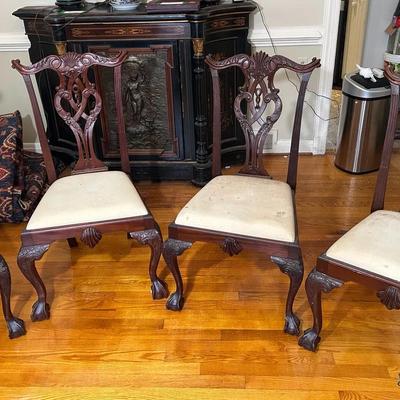 Set Of 4 Elegant Ball & Claw Foot Dining Chairs 