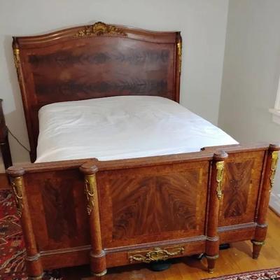 Louis XVI Style Mahogany And Ormalou Mounted Bed With Marquetry