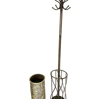 Majolica-Style Umbrella Stand & Coat Rack – Vintage Decorative Entryway Set