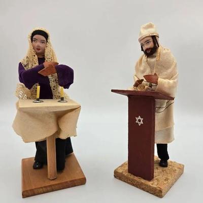 Sabra Jerusalem Handcrafted Folk Art Dolls – Shabbat Candle Lighting & Prayer Figurines