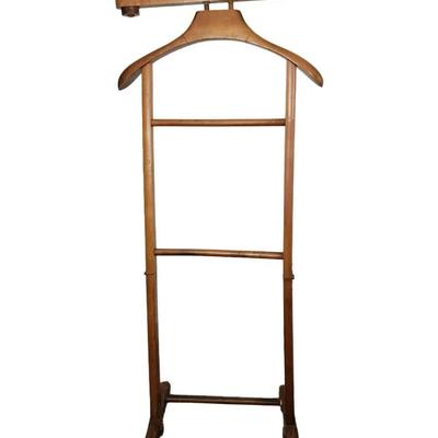 1950s Italian Collapsible Wood Travel Valet Stand on Wheels