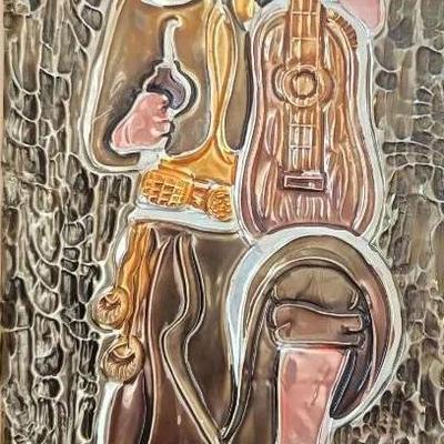 Uruguayan Gaucho with Guitar Ceramic Wall Plaque – South American Cowboy Art