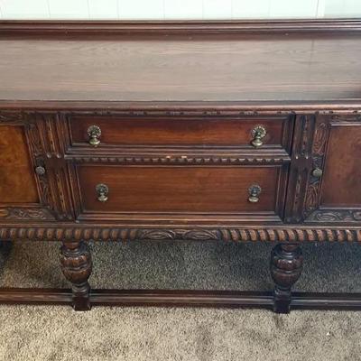 Carved Jacobean/Tudor Revival Sideboard / Buffet