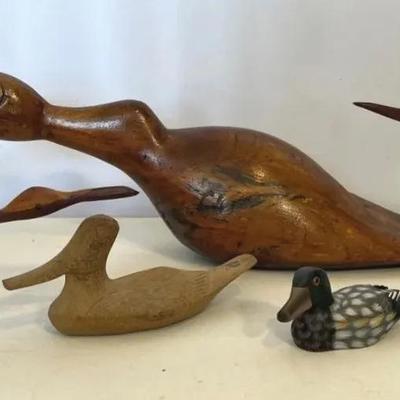 Mixed Lot of Hand-Carved & Hand-Painted Ducks and Shorebirds