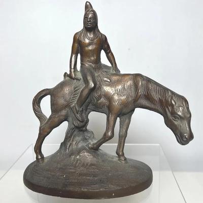 Native American on Horse Bronze/Metal Sculpture – 6”