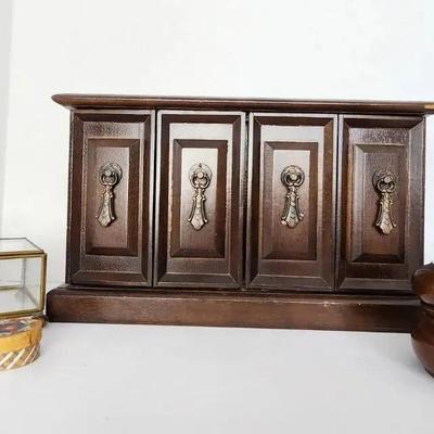 5‑Piece Vintage Jewelry & Trinket Box Lot — Mixed Materials