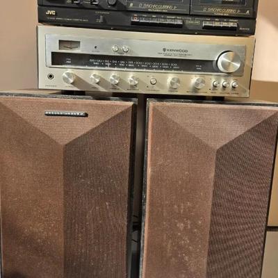 Stereo System Lot – JVC Cassette Deck, Kenwood Receiver & Marantz HD440 Speakers
