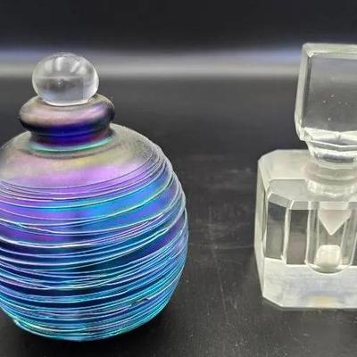 Signed Robert Eickholt Art Glass & Crystal Perfume Bottles – 1983