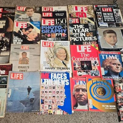 Large Lot of Vintage LIFE, TIME & LOOK Magazines – Approx. 34 Issues