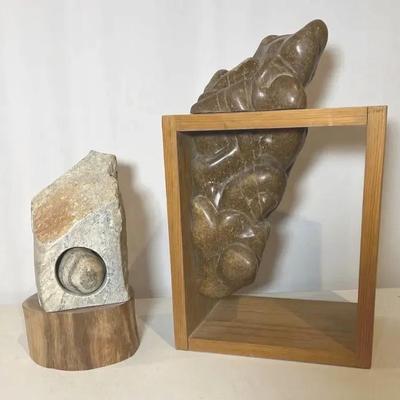 2 Hand-Carved Stone Sculptures
